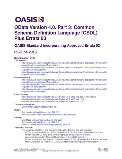 odts v4.0|OData V4.0 Approved as a New OASIS Standard.